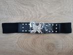 Nieuw elastische vlinder riem zwart met steentjes, 5 cm of meer, Zwart, Nieuw, Tailleriem