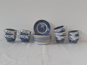 Barrats: 9x delftsblauwe kop&schotel decor OLD CASTLE beschikbaar voor biedingen