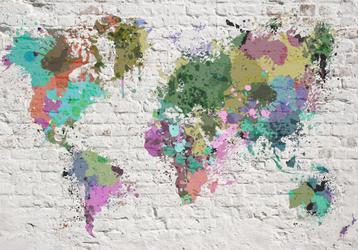 158 Colors Wereldkaart Vlies Fotobehang 350x250 in 3 maten beschikbaar voor biedingen
