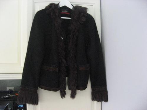 antraciet Fuchs Schmitt jasje, bruine bontkraag, mt XL, Kleding | Dames, Grote Maten, Zo goed als nieuw, Trui of Vest, Grijs, Verzenden