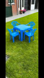 Kinder tuinset 1 tafel en 4 stoelen blauw, Kinderen en Baby's, Ophalen, Gebruikt