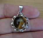 zilveren hanger met tijgeroog steen [838], Verzenden, Zo goed als nieuw, Met edelsteen, Zilver