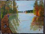 Olieverf schilderij "Herfst ", Ophalen, Zo goed als nieuw, Schilderij, 75 tot 100 cm
