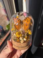 Glazen stolp met droogbloemen, edelsteen & vlinder, Huis en Inrichting, Ophalen of Verzenden, Nieuw