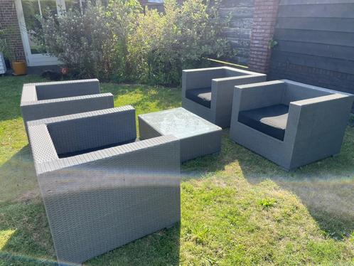 Loungeset tuin Arbrini, Tuin en Terras, Tuinsets en Loungesets, Zo goed als nieuw, Loungeset, Wicker, 4 zitplaatsen, Bijzettafel