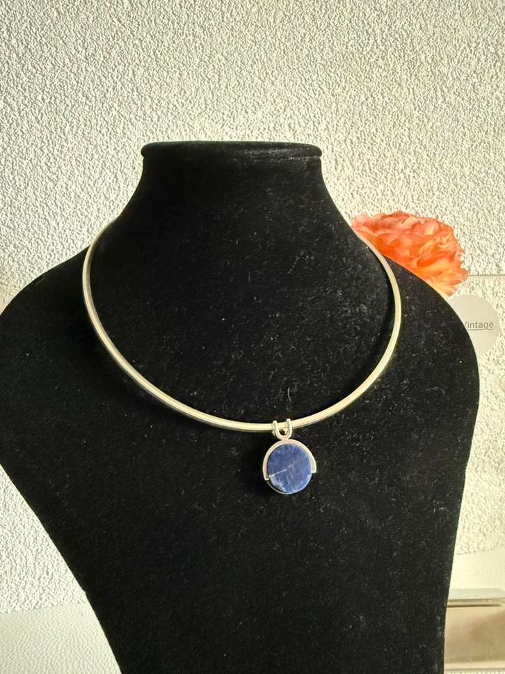 M171/Zilveren Brodrene W&S Sorensen Ketting DENEMARKEN, Sieraden, Tassen en Uiterlijk, Kettingen, Gebruikt, Zilver, Blauw, Verzenden