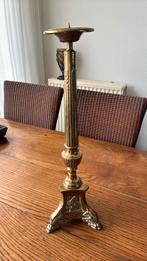 Antieke zware koperen kerkkandelaar met 3 afbeeldingen., Antiek en Kunst, Ophalen of Verzenden, Koper of Brons