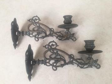 2x Pianokandelaar, wandkandelaar jugendstil, art nouvea. beschikbaar voor biedingen