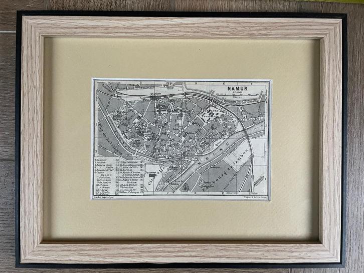 1885 Namen / Namur Belgie - Oude kaart, Antiek en Kunst, Kunst | Etsen en Gravures, Ophalen of Verzenden