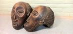Set Van 2 Vintage/antieke Tchokwe Houten Maskers, Antiek en Kunst, Ophalen of Verzenden