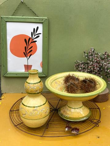Brocante vaas en presenteer schaal Vallauris beschikbaar voor biedingen