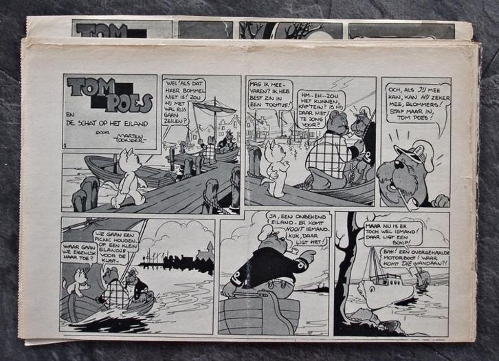 Tom Poes en de schat op het eiland 1948 Ons Vrije Nederland, Verzamelen, Stripfiguren, Zo goed als nieuw, Overige typen, Olivier B, Bommel en Tom Poes