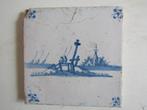 een leuke antieke tegel met twee vissers op een bruggetje, Ophalen of Verzenden