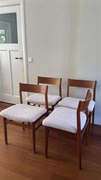 4x Vintage Teak Eetkamerstoelen, Ophalen, Hout, Gebruikt, Bruin