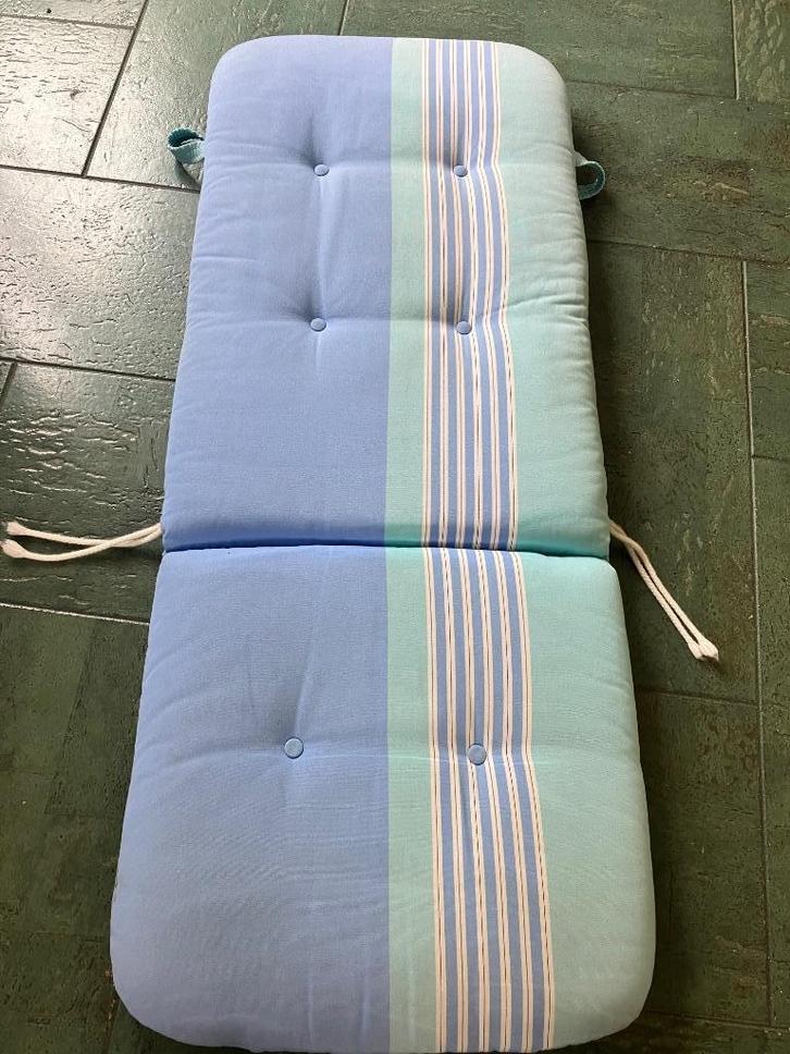 4x tuinstoel kussens met hoge rug. BLauw groen, Tuin en Terras, Tuinmeubel-accessoires, Gebruikt, Ophalen of Verzenden