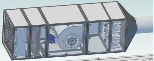 Lucht opb. 12.000 m3/u CWN Filterkast, waterblok, ventilator, Zakelijke goederen, Machines en Bouw | Industrie en Techniek, Ophalen