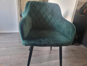 2x Moderne fluwelen eetkamerstoelen – donkergroen
 beschikbaar voor biedingen