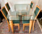 Eetkamertafel en stoelen, Glas, Rechthoekig, Vier personen, Zo goed als nieuw