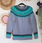 Handgebreide norway scandinavische wollen trui noors dale 80, Kleding | Dames, Truien en Vesten, Maat 38/40 (M), Blauw, Ophalen of Verzenden