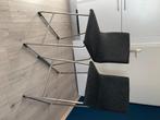 2x grijze barstoelen, Ophalen, Gebruikt, Met voetsteun, 60 tot 90 cm
