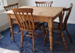 4x eiken stoel, spijlenstoel, cottage, landelijke,, Huis en Inrichting, Ophalen, Gebruikt, Bruin, Vier