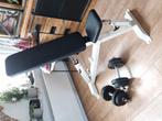 verstelbare bench met dumbels 2x16kg, Ophalen, Zo goed als nieuw, Fitnessbank