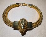 Gouden Armband Met Leeuwen Kop Stainless Steel, Verzenden, Nieuw, Goud, Overige materialen