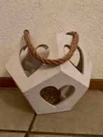 TE KOOP: leuke hartjesvaas van hout en glas, Huis en Inrichting, Ophalen, Overige materialen, Gebruikt, Wit