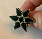 Vintage goudkleur ingelegd zwart git stenen grote boho ring, Overige materialen, Zwart, Ophalen of Verzenden, Met edelsteen