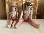 2x Brocante oude papier-maché pop / handbeschilderd / Mexico, Antiek en Kunst, Ophalen of Verzenden