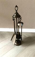 Antiek 5-delig Openhaard set op standaard koper / brons, Antiek en Kunst, Antiek | Gereedschap en Instrumenten, Ophalen