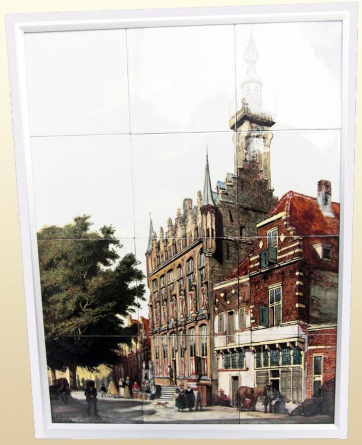 Distel 12 tegels Tableau (Nr.: 12), Antiek en Kunst, Antiek | Keramiek en Aardewerk, Ophalen of Verzenden