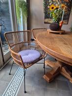4 Bohemian rieten eetkamerstoelen, Huis en Inrichting, Stoelen, Ophalen, Gebruikt, Bruin