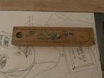 Vintage antiek Houten Etui pennendoos griffeldoos pauw vogel, Antiek en Kunst, Ophalen of Verzenden