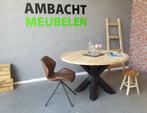 MASSIEF Eiken Tafels Ronde tafelbladen RECHT OF VERJONGD, Ophalen, 100 tot 150 cm, 150 tot 200 cm, Nieuw