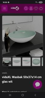 VidaXL Wasbak 50x37x14 cm glas wit, Zo goed als nieuw, Minder dan 100 cm, Wasbak of Wastafel, 25 tot 50 cm