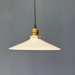 Antieke wit opaline schaal hanglamp met messing armatuur, Antiek en Kunst, Ophalen of Verzenden