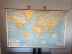 Grote Wereldkaart - 2 meter breed - Gebruikt, Antiek en Kunst, Ophalen, Aardrijkskunde