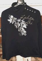 Zwarte Luhta tricot ski pully/shirt met zilver opdruk L, Verzenden, Zo goed als nieuw, Kleding, Overige merken