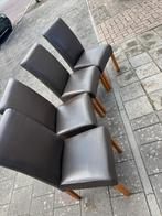 4 bruine leren eetkamerstoelen, Huis en Inrichting, Stoelen, Ophalen, Zo goed als nieuw, Bruin, Vier