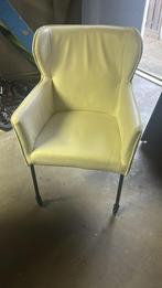 2 Witte leren Goossens Leogang eetkamerstoelen, Ophalen, Zo goed als nieuw, Wit, Twee