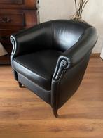 antieke CLUBFAUTEUIL nieuw bekleed LEDER zwart CLUB STOEL, Ophalen