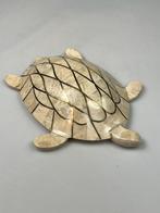 Vintage Travertin Schildpad, Ingelegd Met Messing. 1980's, Gebruikt, Onbekend, Ophalen of Verzenden, Onbekend
