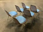 Set van 6 Vintage Eames Fiberglass Side Chairs, Ophalen, Gebruikt, Bruin, Vintage