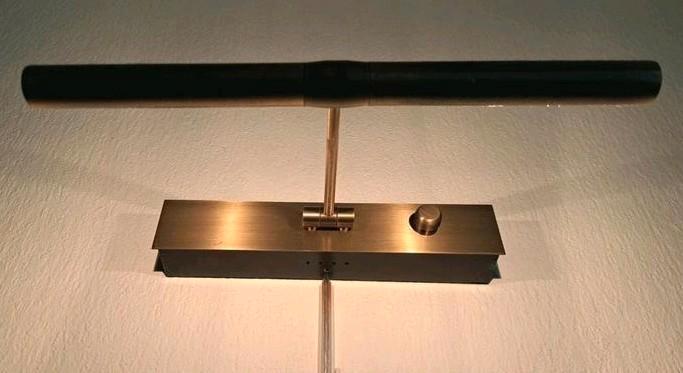 Mooie vintage messing schilderijlamp, verstelbaar, 29 cm br, Huis en Inrichting, Lampen | Wandlampen, Zo goed als nieuw, Overige materialen