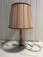 Vintage tafellamp onyx/messing voet, zijden kap, Ophalen, Gebruikt, Overige materialen, 50 tot 75 cm