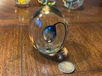 Vintage presse papier glas blauwe luchtbel , 9cm hoog, Antiek en Kunst, Antiek | Glas en Kristal, Ophalen of Verzenden