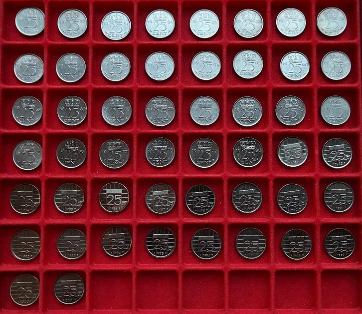 Complete set kwartjes / 25 cent, Postzegels en Munten, Munten | Nederland, Setje, 25 cent, Koningin Juliana, Ophalen
