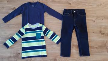 Pakketje kleren 2 longsleeves en broek maat 98/104 beschikbaar voor biedingen