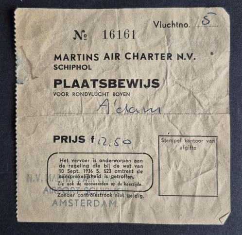 Martins Air Charter Schiphol plaatsbewijs (N223), Verzamelen, Luchtvaart en Vliegtuigspotten, Gebruikt, Kaart, Foto of Prent, Ophalen of Verzenden